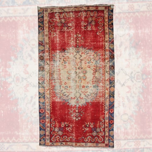 Tapis rouge vintage fait - , main