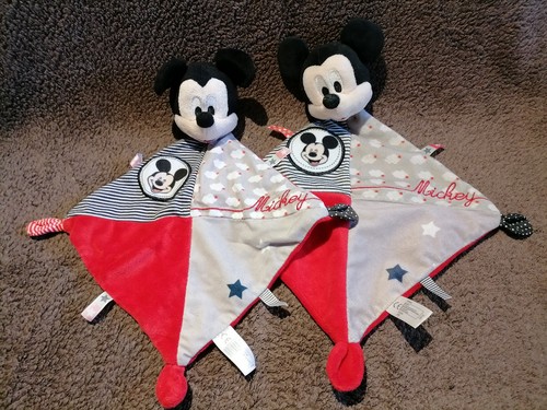 Doudou plat mickey rouge gris - doudou,