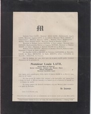 Lyon, 1904 Death notice Louis LATIL, former mayor of Sisteron.