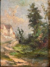 Belle peinture huile Sur panneau Carton  impressionniste Impressionniste 1900
