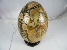 SATSUMA CHINA PORCELAIN 7" EGG GEISHA GIRLS AND FLOWERS