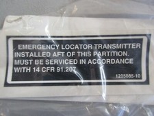 Cessna Aircraft Placard, P/N 1205085-10 (TA) New Surplus