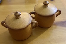 2 French Pilivite Pillivuyt Porcelaines Mehun Small Lidded Pot Double Handle