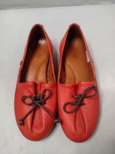 Sergio Tomani Rust Red Leather Ballet Flats 37 Bow  Shoes Comfort Slip On N