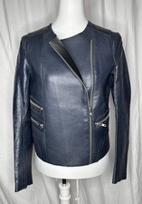 blouson MAJE en cuir bleu