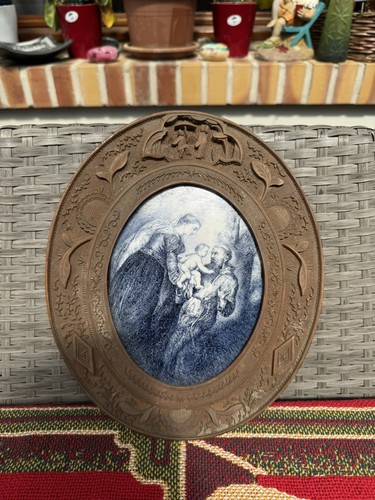 Ancien cadre ovale bois - ovale, en