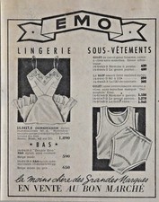 1956 PRESS AD EMO LINGERIE UNDERWEAR STOCKINGS NYLON BRIEFS JUMPSUIT