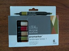 Winsor & Newton PROMARKER Twin Tip Marker Pens LANDSCAPE TONES 1 Set of 6