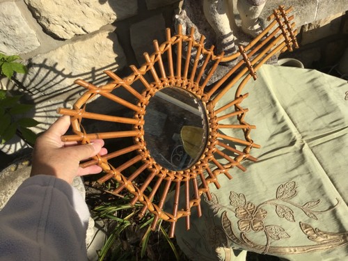 Joli miroir rotin mural - miroir,
