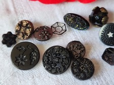 Lot of 12 antique glass mini buttons circa 1900 collection 0.9 to 1.5 cm ref 6009