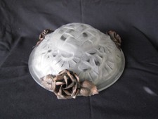 Art Deco basin, metal flower decor signed Degué France