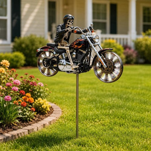 Décoration jardin moto crâne - jardin,