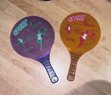 2 Raquettes De Plage Une Mauve Une Orange Pailletées Imperméable