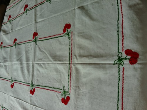 Nappe lin rustiques broderie - nappe,
