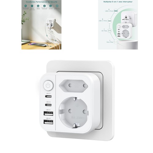 Multiprise 1 avec - 6-en-1,