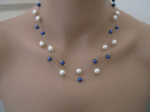 Collier perles bleu - collier, roi
