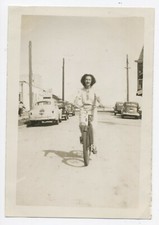 Vintage Original Photo Snapshot Women's Bike Bicycle Road - SA007