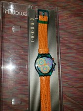 Rare Swatch Watch S500 Green&Yellow Rainbow Chrono SCL102