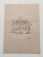 RENE MAGRITTE Drawing on paper (Handmade) signed and stamped mixed media.