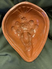 Antique Sacred Heart Lamb Terracotta Mold Folk Art 19th Eme (99)