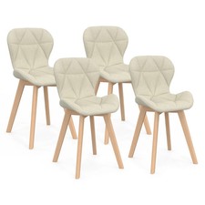 Lot de 4 chaises ROBINE en tissu beige pour salle à manger