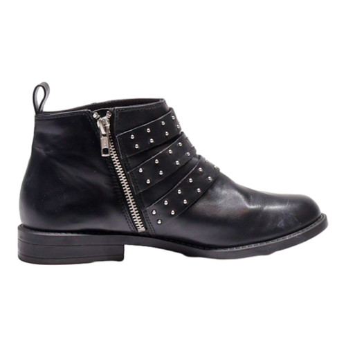 Bottes biker cuir noir - biker, en