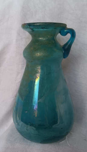 Vase anse verre irisé - a, bleu