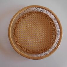 Handmade France Art Deco 20th Century Rattan Wood Round Table Service Basket N3254