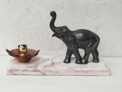 Veilleuse éléphant marbre - , et