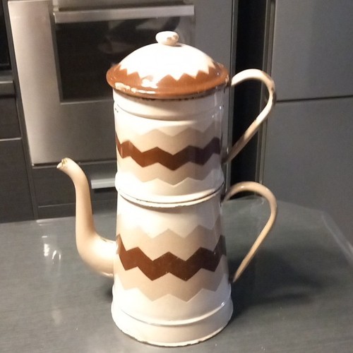 Cafetiere emaille ancien - cafetiere,