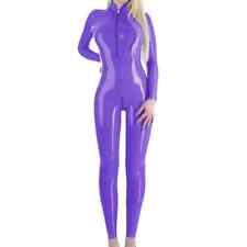 Turtleneck Long Sleeve Catsuit PVC Leather Bodycon Jumpsuits Exotic Club Outfits