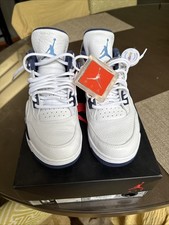 Nike Air Jordan 4 Retro LS White/Legend Blue-Midnight Navy Mens 8.5 314254-107