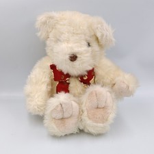Peluche ours blanc créme noeud rouge Simply soft KEEL TOYS - 35348