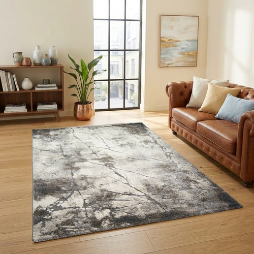 Tapis design crème gris effet