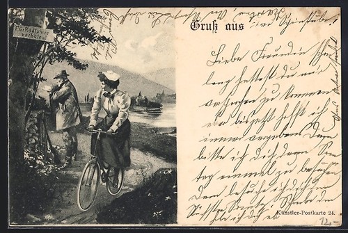 Carte postale dame - , à