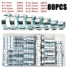 80pcs Colliers de Serrage Inox Double Oreille Clips à Sertir Tuyaux Essence Eau