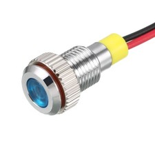 Témoin Lumineux Signal AC/DC 12V 8mm Lampe Tableau Encastré Bleu LED Coque Métal