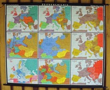 Contemporary European History Poster Mural Map Rollable Wall Chart 1900-1945