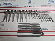 Lot Of 27-Italy Stainless DANISH MODERN Design UNF339 Flatware MCM Stainless 