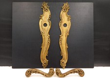 ☐7X7mm Antique Pair of Bronze Handles and Door Plates Louis XV Style