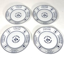 Set of 4 Pillivuyt blue and white, cheese and wine plates, 7", France