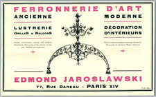 1926 Edmond Jaroslawski Ferronnerie d'Art Lustrerie Pub Ancienne Ironwork Paris