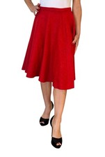 WOMENS HACHE MADE IN ITALY RED WOOL SKIRT A LINE FLARE KNEE LENGTH 42 US 6