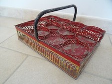 ancien porte verres en tole lithographiee art populaire deco cuisine ancienne 