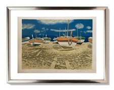 YVES GANNE (1935-2019) LITHOGRAPHIE ORIGINAL BARQUES A COLLIOURE 1960 (126)