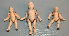 3 Antique Lilliputian Porcelain Mini Articulated Doll