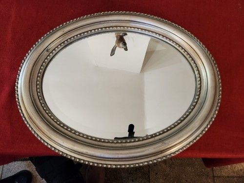 Miroir vintage ovale argenté - ovale,