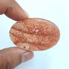 Cabochon pierre précieuse en treillis pierre solaire rouge arc-en-ciel...