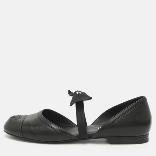 Ballerines cuir noir chanel - noir,