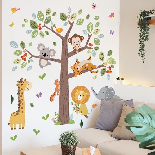 Sticker mural arbre animaux - mural,